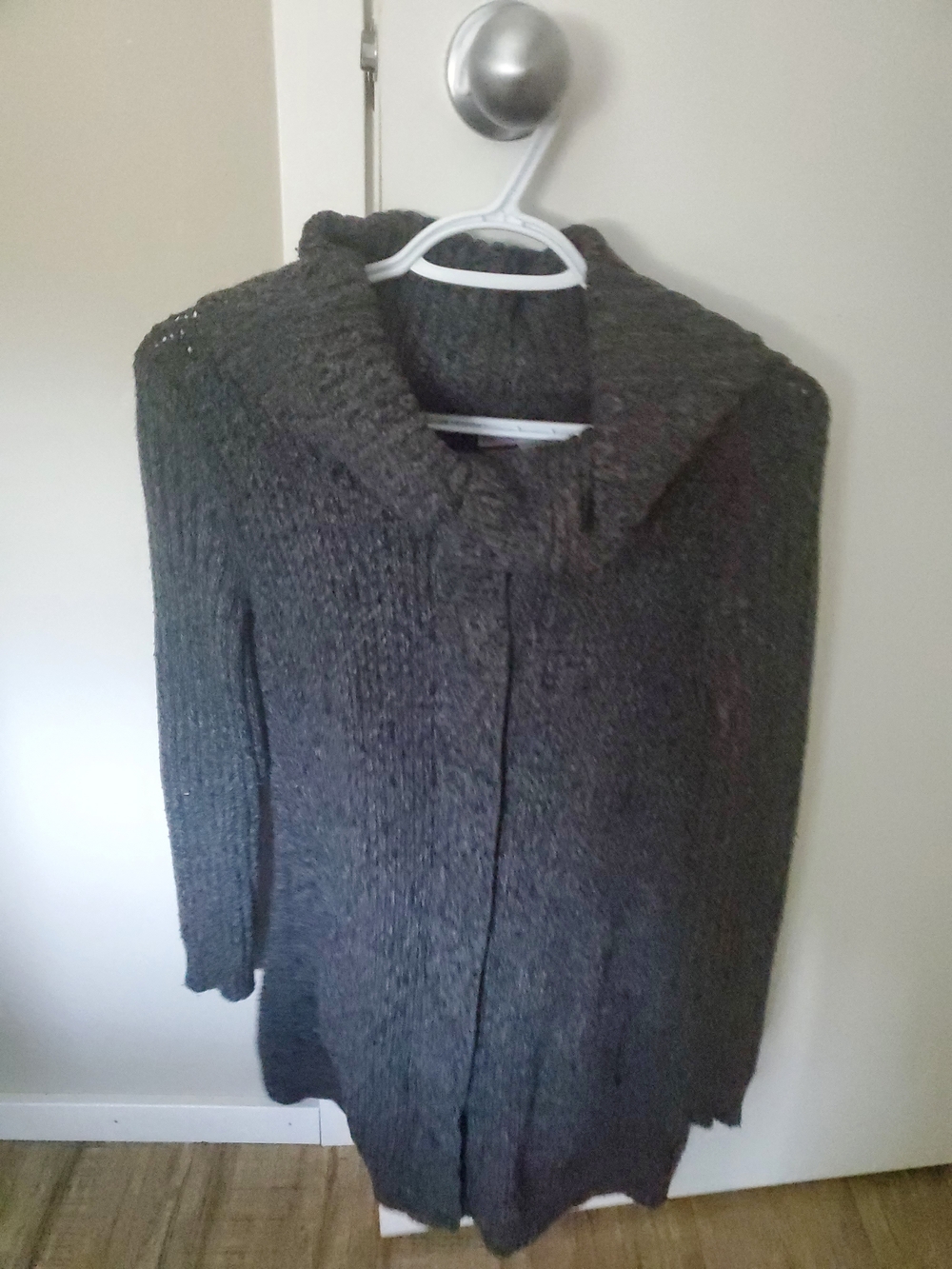 Old Navy Dark Gray Chunky Shawl Collar Cardigan Wool Size Small